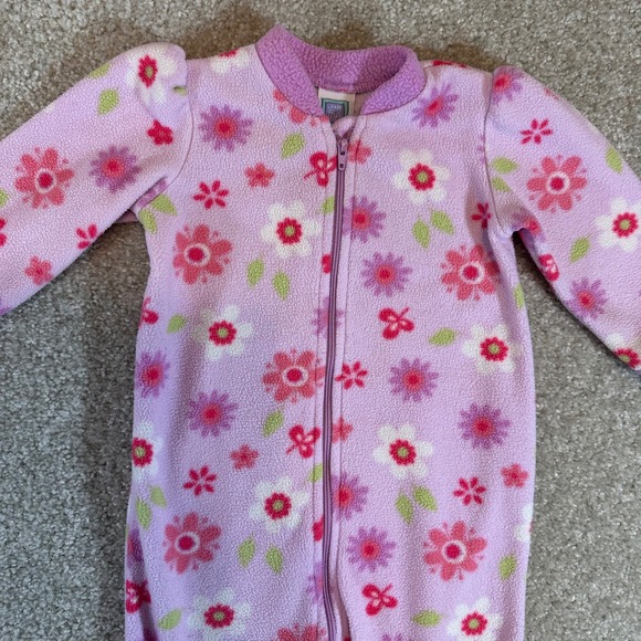 Little Me Baby Girls Purple Floral Fleece Footed Pajamas Sleepers 9M Vintage - Picture 3 of 7
